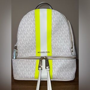 Michael Kors Backpack Neon Yellow Stripes - New Without Tags
